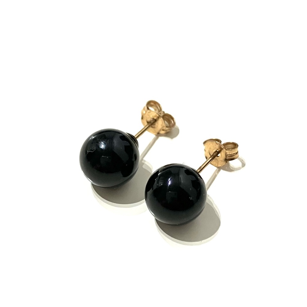 14K Onyx Ball Earrings